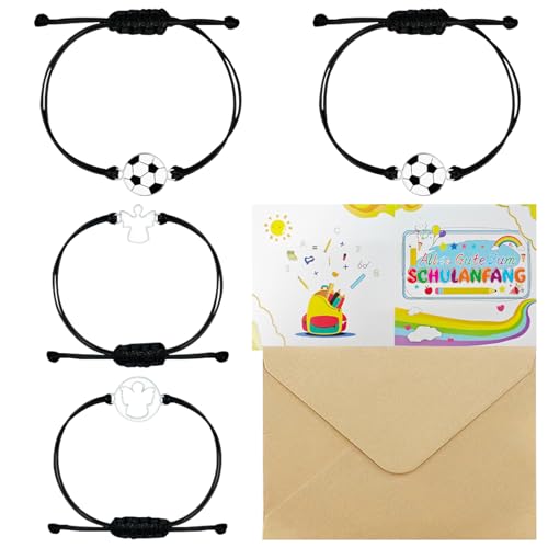 GAROMIA Einschulung Armband Geschenk Mädchen Junge Armband Geschenk Einschulungsgeschenk (Fußball+Engel) von GAROMIA