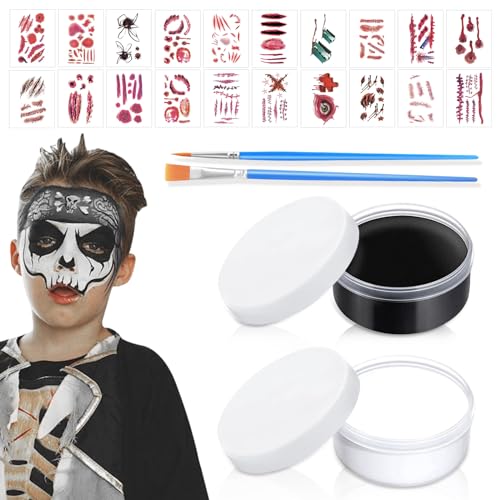 GAROMIA Halloween Schminke Schwarz Weiß 70gx2 Halloween Make Up Schwarz Weiß Gesichtsfarbe Makeup Halloween Schminke Set Körperfarbe Gesicht Farbe Kinderschminke für Erwachsene Kinder Cosplay GAROMIA Halloween Schminke Schwarz Weiß 70gx2 Halloween Make Up Schwarz Weiß Gesichtsfarbe Makeup Halloween Schminke Set Körperfarbe Gesicht Farbe Kinderschminke für Erwachsene Kinder Cosplay von GAROMIA