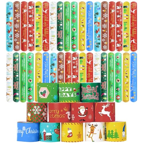 GAROMIA Weihnachten Schnapparmband 36 Stück Slap Armband Kinder Klapparmband Weihnachten Bunte Schnapparmbänder Snap Armbänder Weihnachten Party für Jungen Mädchen Kinder Party Bag Füllstoffe von GAROMIA