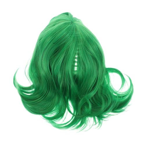 GAROZATION Grüne Kurze Bobperücke Mit Kopfbedeckung Für Mädchenkostüm-haarperücken Grüne Perücken Aus Echthaar Und Kunsthaar Für Maskerade Partyperücken von GAROZATION