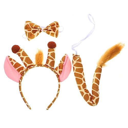 GAROZATION Giraffen Stirnband Fliege Und Junge Mädchen Tier Cosplay Haarreifen Ohren Stirnband Set Für Halloween Geburtstag Party von GAROZATION