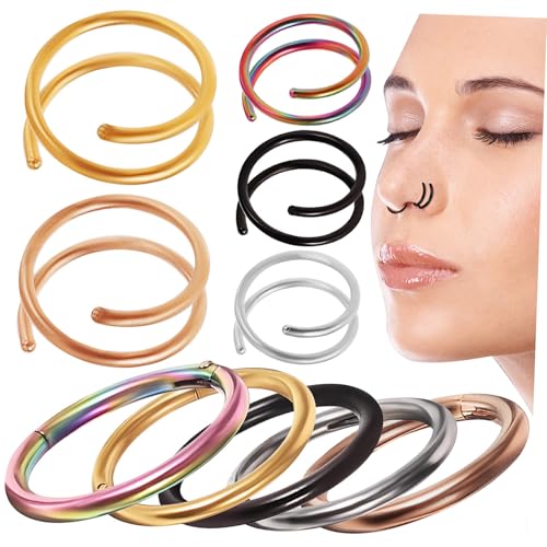 GAROZATION 10 Stück Teiliges Nasenringe aus Chirurgischem Edelstahl Spiralen Ringe Hautfreundlich Nickelfrei Modische Nasenpiercing Schmuck für Damen und Mädchen Angenehm und Schmerzfrei von GAROZATION