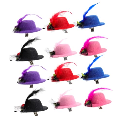 GAROZATION 12stücke Teiliges Mini-haarclips Mit Hut-design Für Mädchen Bunte Haarschmuckstücke Für Tea Party Und Besondere Anlässe Dekorative Haarspangen Mit Federn von GAROZATION