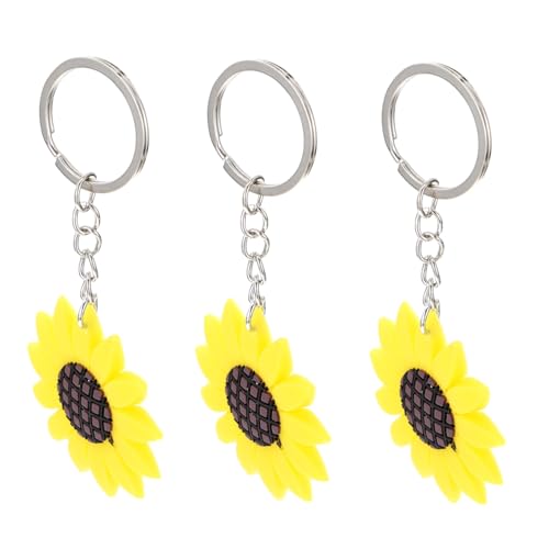GAROZATION Niedliches Schlüsselanhänger-Set 12 Stück Sonnenblumen-schlüsselring-Ornamente Schlüsselhalter für Damenhandtaschen Rucksäcke und Geldbörsen von GAROZATION