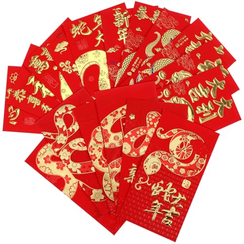GAROZATION 18 Stück Rote Umschläge, Chinesisches Neujahr 2025, Schlangenrote Päckchen, Glücksgeld-umschläge Für Mond-neujahr, Frühlingsfest-zubehör GAROZATION 18 Stück Rote Umschläge, Chinesisches Neujahr 2025, Schlangenrote Päckchen, Glücksgeld-umschläge Für Mond-neujahr, Frühlingsfest-zubehör von GAROZATION