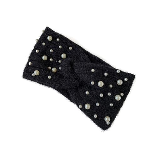 GAROZATION Winter Stirnband Mit Perlen Elegantes Gestricktes Haarband Für Frauen Vielseitig Einsetzbar Für Tägliche Outfits Und Festliche Anlässe von GAROZATION