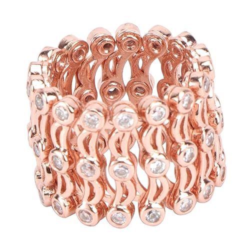 GAROZATION Dehnbarer Silber Ring Für Frauen Mit Armbandfunktion Fingerring Aus Strapazierfähigem Material Modischer Fingerschmuck Ringarmband Mit Strass von GAROZATION