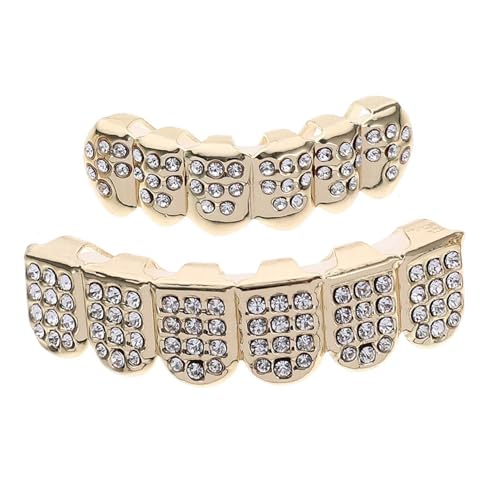 GAROZATION 1satz Goldene Zähne Grill Für Erwachsene Abnehmbare Mundgrills Mit Echtem Und Zirkonia Für Partys Und Cosplay Einfach Zu Tragen Und Leicht Zu Reinigen von GAROZATION