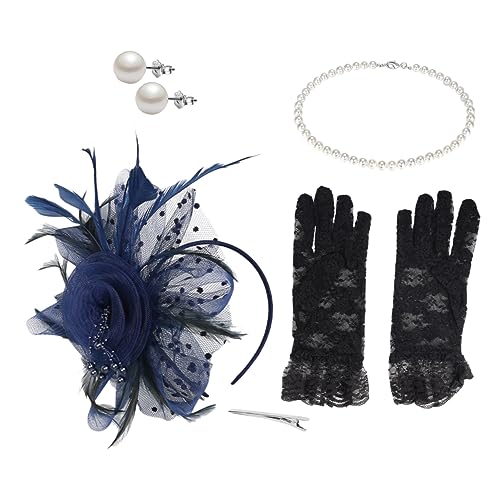 GAROZATION 1satz Vintage Fascinator Set Mit Netz-hut Kurze Spitzenhandschuhe Für Teeparty Modisches Accessoire Für Für Hochzeiten Und Besondere Anlässe von GAROZATION