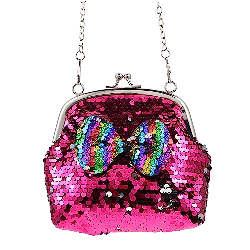 GAROZATION Glitzer Geldbörse Für Mädchen Mit Bowknot Design Einzelne Schultertasche Dekorative Tasche Schlichte Aufbewahrungstasche Messenger Bag von GAROZATION