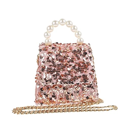 GAROZATION Junge Mädchen Umhängetasche Für Mädchen Pailletten Handtasche Perlengriff Tasche Und Tragbar Vielseitig Einsetzbar Mit Großem Fassungsvermögen Für Schmuck Und Spielzeug von GAROZATION