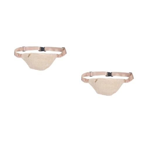 GAROZATION 2 STK Brusttasche Aus Stroh Strohhandtaschen Für Damen 2023 Korbtasche Simulation Stroh Brusttasche Sport-gürteltasche Sommer Bauchtasche Überall Gürteltasche Lole Polyester Beige von GAROZATION