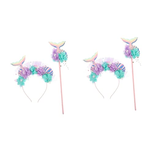 GAROZATION 2 Sets Funkelnde Meerjungfrau Jungen Und Mädchen Meerjungfrau Kostüm Requisite Feen Stirnband Zubehör Für Dress up Partys von GAROZATION