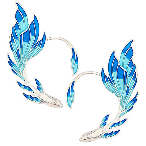 GAROZATION 2 Stück Blaue Ear für Damen Non Piercing Ohrklemme Elfenohren Schmuck für Cosplay Party Hochzeit Bequemes Einzigartiges Design Passende Ohrclips für Kostüm und Alltag von GAROZATION