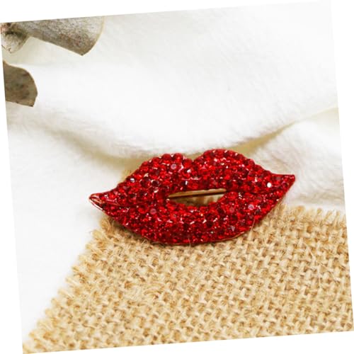 GAROZATION 2 Stück Elegante Brosche Rote Lippenform mit Strasssteinen Damen Anstecknadel Modisches Accessoire für Hochzeit Party Valentinstag Stilvolle Kleidung Verzierung von GAROZATION