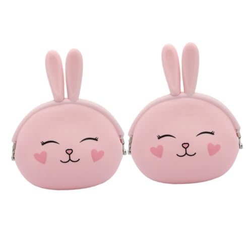 GAROZATION 2 Stück Kleines Portemonnaie aus Weichem Silikon mit Niedlichem Hasen Motiv Leichtes Münztäschchen für Damen und Mädchen Kompakte Geldbörse mit Schnappverschluss für Schlüssel und von GAROZATION