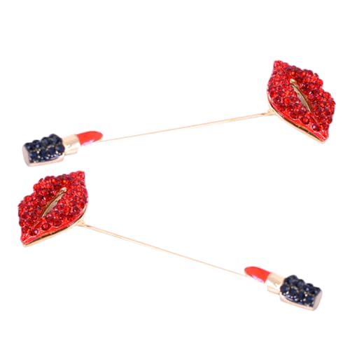 GAROZATION 2Stücke Set Lippen Lippenstift Brosche für Damen Glitzernde Anstecknadeln für Kleidung Schals Rucksäcke und Accessoires Elegant und Stilvoll Dekoration von GAROZATION
