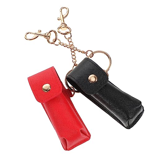 GAROZATION 2stücke Schlüsselanhänger Lippenstift Tragbare Lippenbalsam Tasche Für Rot Und Schwarz Für Handtasche Und Unterwegs Für Lippenpflege Und Kosmetik von GAROZATION
