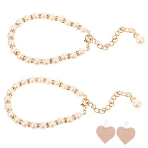 GAROZATION 2 Stück Perlenbesetzte Absatzschuhe Riemen für Damen High Heels Rutsch Fersenhalter mit Modischer Schmuckkette Verstellbar Stilvoller Pumps Schmuck für Sicheren Halt und von GAROZATION