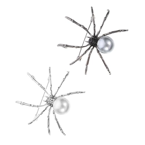 GAROZATION 2 Stück Spinnen Broschen aus Hochwertiger Legierung mit Perlen Modisches Halloween Accessoire für Damen und Mädchen Vielseitiger Anstecker für Kleidung Taschen und Partys von GAROZATION