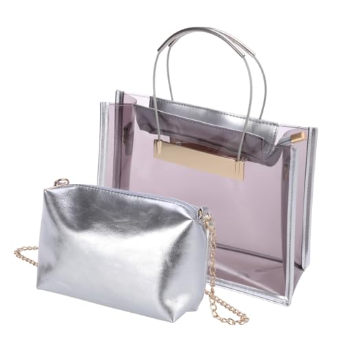 GAROZATION 2 Stück Stylische Transparente Crossbody Bag Damen Handtasche aus Strapazierfähigem Material Leichte Schultertasche in Hellbraun Modische Umhängetasche für Alltag Shopping und von GAROZATION