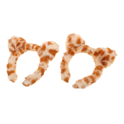 GAROZATION 2stücke Süßes Stirnband Mit Katzenohren Flauschiger Haarreifen Mit Leopardenmuster Für Mädchen Und Frauen Für Spa Und Gesichtswaschen Make-up-zubehör von GAROZATION