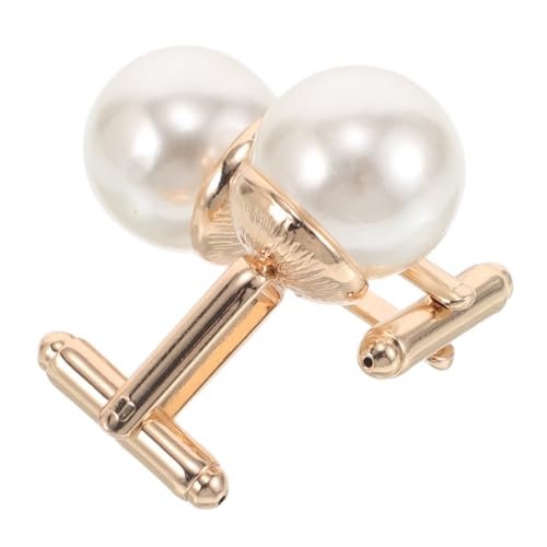 GAROZATION 2 Stück Teiliges Manschettenknopf Perlenoptik aus Robustem Zinklegierungsmaterial Französische Hemdmanschettenknöpfe für Herren Elegante Accessoires für Hochzeit Business und von GAROZATION