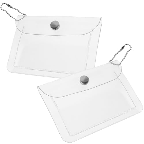 GAROZATION 2 Stück Transparente Mini Geldbörse Tragbares Schlüssel Etui mit Knopfverschluss Glitzernde Münztasche Wasserfest Leicht zu Reinigen mit Metallhaken für Reisen und Alltag von GAROZATION