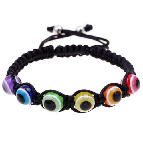 GAROZATION 2 Stück Verstellbare Armbänder mit Bösem Auge Handgewebte Bunte Schnurarmbänder Kreative Harzperlen wrist Jewelry Modische Freundschaftsarmbänder für Damen und Herren von GAROZATION