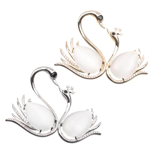 GAROZATION Schicke Schwanenbrosche – 2 Stück Opal-zirkon-brosche Modeschmuck Für Hochzeit Bankett Und Den Alltag von GAROZATION