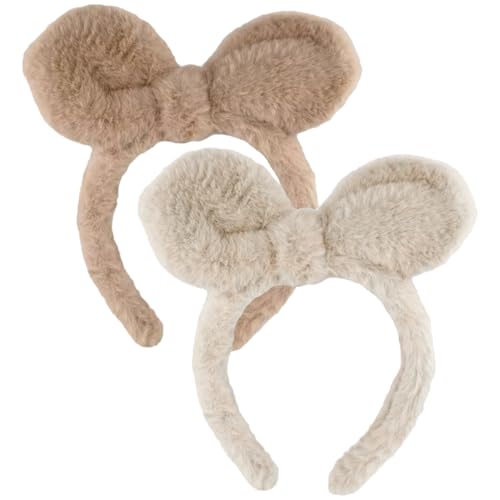 GAROZATION 2 Stück Plüsch Haarband Mit Hasenohren Multifunktionales Stirnband Für Damen Cosplay Zubehör Tragbar Soft Und Angenehm Für Make up Gesichtspflege Und Freizeit von GAROZATION
