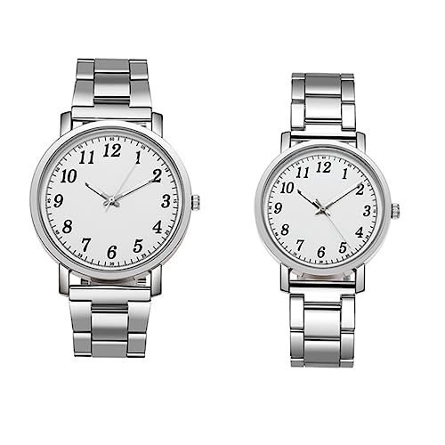 GAROZATION 2stücke Silber Armbanduhr Design Moderne Uhr Freizeituhren Hochwertiges Langlebige Bruchfestes Tragbar von GAROZATION