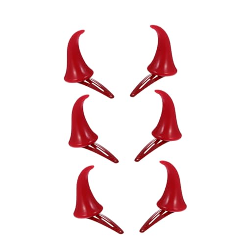 GAROZATION 3 Paar Horn Haarnadel Hörner Halloween Haarspange Clips Damen Halloween Haarspangen Haarnadel Karneval Haarschmuck Accessoires Kostüm Rot von GAROZATION