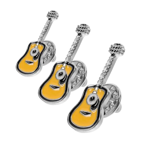 GAROZATION 3 Stück Retro Gitarren Broschen Anstecknadeln Emaille Lapel Pins im Punk Stil Schmuckaccessoires für Kleidung Taschen Hüte für Männer und Frauen von GAROZATION