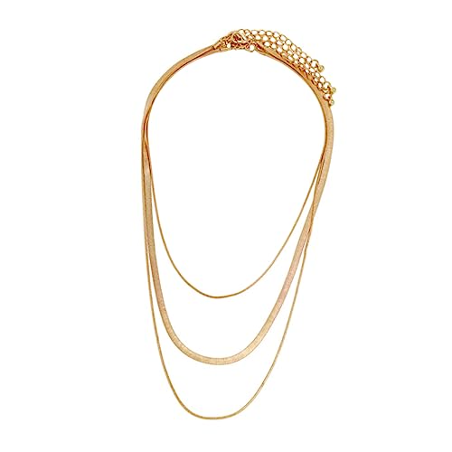 GAROZATION 3 Stück Teiliges Punk Schlangenkette Schmuckset für Damen Mehrlagige Flache Snake Chain Stilvoller Einfacher Damenschmuck Modisches Halsketten Accessoire für Verschiedene Anlässe von GAROZATION