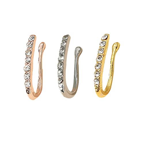 GAROZATION 3 Stücke Stylische Nasenringe U-Förmige Strass Nasenclips Modisches Nasenpiercing Zubehör kein Piercing Notwendig für Frauen von GAROZATION