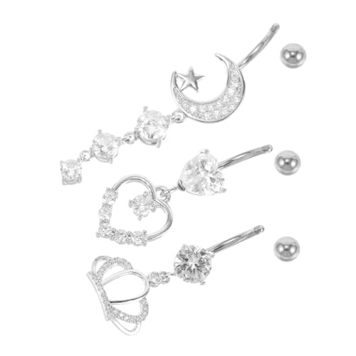 GAROZATION Stilvoller Bauchnabelpiercing-schmuck Für Damen 3-teilig Baumelnd Mit Herz-krone- Und Mondmotiv GAROZATION Stilvoller Bauchnabelpiercing-schmuck Für Damen 3-teilig Baumelnd Mit Herz-krone- Und Mondmotiv von GAROZATION
