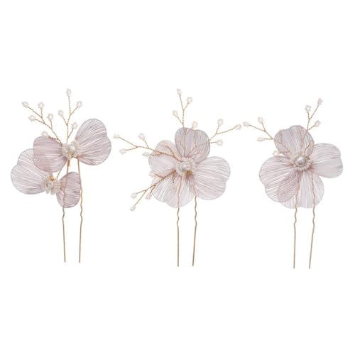 GAROZATION 3stücke Teiliges Set Haarnadeln Mit Perlen Hochzeits-haaraccessoires Für Damen Haarschmuck Für Braut Und Brautjungfern Handgefertigte Haarspangen Für Besondere Anlässe von GAROZATION