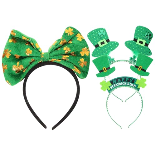 GAROZATION 3st Sanpa Hut Stirnband Kostüm Haarprodukte Gefiedert Haare Ölen Haargummis Haarnest Patricks Haarschmuck Für Damen Kleeblätter Zubehör Grün Haarreifen Green Tuch von GAROZATION