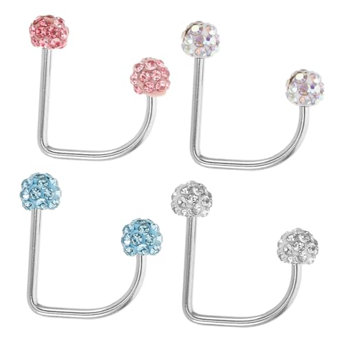 GAROZATION 4 Stück Teiliges Lippenpiercing Metall Lippenringe in Weiß Hellrosa und Ab Farbverlauf Vielseitiges Hautfreundliches Schmuckzubehör für Damen Modisches Lippenring Piercing von GAROZATION