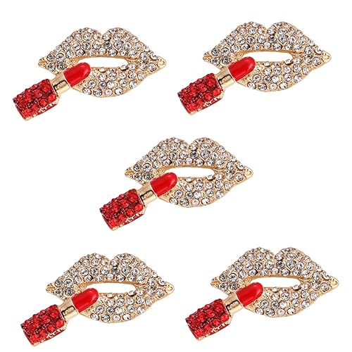 GAROZATION 5 Stück Lippen Brosche Kleidung Anstecker Damen Kleidung Metall Anstecknadel Schal Brosche Anstecknadel Kleidung Ornament Damen Kleidung Anstecknadel Anzug Anstecknadel Strass von GAROZATION