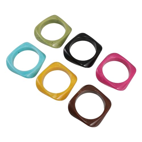 GAROZATION 6 Stück Armbänder Retro Stil Eckige Hautfreundliche Armreifen für Damen und Herren Bunte Schlichte Geometrische Bangles für Alltag Party und Besondere Anlässe von GAROZATION