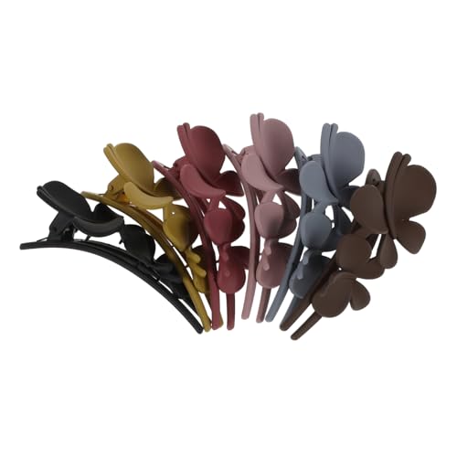 GAROZATION 6stücke Doppelblumen-haarspangen Entenschnabel-clips Pferdeschwanz-clips Blumen-haar-accessoires Für Frauen von GAROZATION
