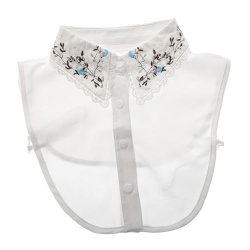 GAROZATION Abnehmbarer Bestickter Kragen Damen Halbbluse Krageneinsatz aus Weichem Polyester Vielseitiger Schmuckkragen für Elegante Outfits Komfortabel und Einfach zu Befestigen von GAROZATION