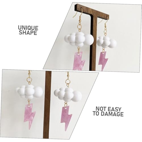 GAROZATION Acryl Ohrstecker Wolken Design mit Blitzanhänger Modische Leichte Damenohrringe aus Hochwertigem Langlebig und Hautfreundlich als Geschenk für Alltag Party Valentinstag von GAROZATION