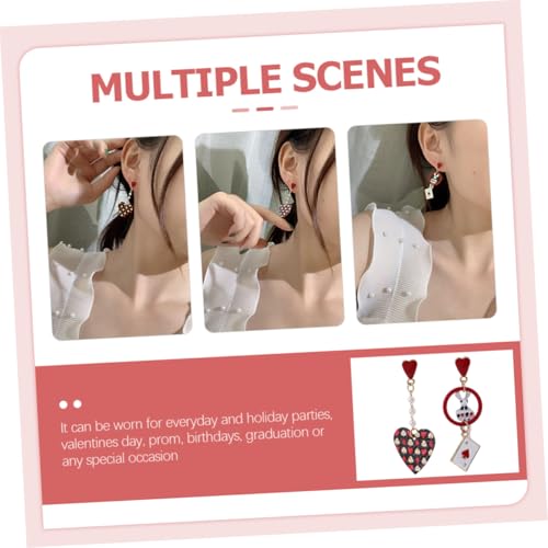 GAROZATION Asymmetrische Damen Ohrhänger mit Poker Herz und Bunny Design Silberfarbene Lustige Schmuckohrringe Leichte Ohrstecker mit Anhänger Modische Ohrringe für Frauen und Freunde von GAROZATION