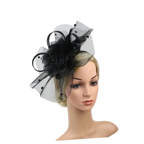 GAROZATION Blumen-haarreif Mit Netz Und Federn Für Hochzeiten Und Partys Haarschmuck-dekoration Für Damen Schwarz Vielseitig Als Haarklammer Oder Stirnband Verwendbar von GAROZATION