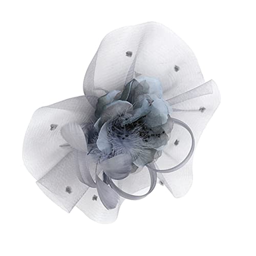 GAROZATION Blumenhaarband Für Graue Netz-haarspange Mit Federn Hochzeits Und Partyzubehör Für Fotografie Und Kostümpartys Leicht Und Tragbar von GAROZATION