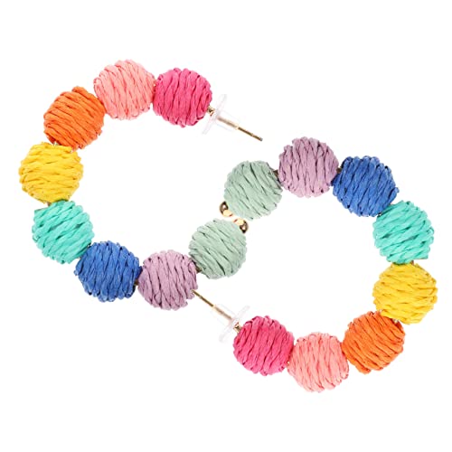 GAROZATION Boho Ohrringe Damen Handgefertigt Raffia Kugel Leicht Strand Schmuck Sommer Ohranhänger Elegant von GAROZATION