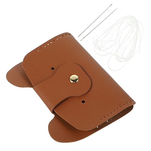 GAROZATION DIY PU Geldbörse Bastelset für Anfänger Handgefertigtes Kleines Hundekartenetui in Kaffeebraun Langlebiges Material Portemonnaie Zubehör Kreatives für Frauen und Mädchen von GAROZATION